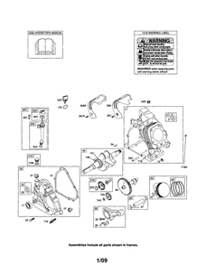 Cylinder/Crankshaft/Crankcase Diagram and Parts List for 210400 0035-0570 Briggs and Stratton Engine